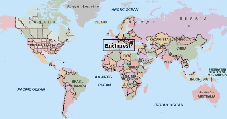 Карта на букурешт светот 