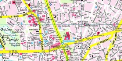 Карта на букурешт во центарот на градот